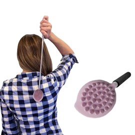 Ruxunteli Body Scrubber Shower Brush - Soft Silicone Dual-Sided Design 2-in-1,No-Slip Extendable Long-Handled Bath Brush and Back Scratcher, Exfoliating Back Scrubber for Wet or Dry Brushing (Purple)