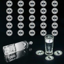 AUSTUFF 25 PCS LED Coaster, Bottle Light Stickers Coasters Drinks for Club, Bar, Party, Wedding Decor (White)