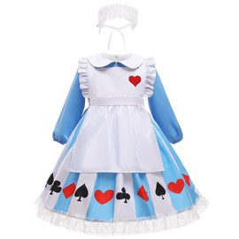 RPFLQ Alice Maid Outfit, Girls Dress, Cosplay, Halloween, Costume, Apron, Long Sleeve, Girls, Princess, Costume, Cute, MoE, Event, Activity, Dress, 3-piece Set (120)