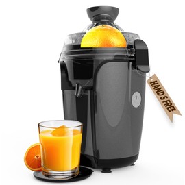 Eurolux Hands-Free Electric Citrus Juicer Machine, Orange Lime Grapefruit Lemon Squeezer, Easy to Clean, 2 Cone Sizes (Gray)