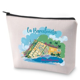 BLUPARK La Barceloneta Map Makeup Bag La Barceloneta Women Gift La Barceloneta Trip Toiletry Bag Moving to La Barceloneta Gift (La Barceloneta)
