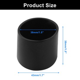 Dijedev 16Pcs Round Rubber Furniture Leg Caps, 1-1/2 Inch (38mm) Black Table Chair Leg Tips Caps, Chair Table Leg Covers Floor Protectors, Chair Leg End Caps for Furniture, Chair, Table