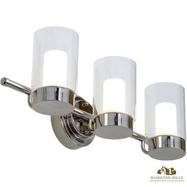 Hamilton Hills Polished Nickel Candle Light Fixture | Glass Surrounded LED Lighting Fixture | Vanity, Bedroom, or Bathroom | Interior Lighting Triple Light