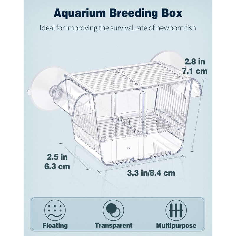 Pawfly Aquarium Breeding Box, Acrylic Fish Isolation Box with 6