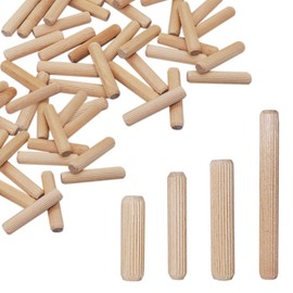 (Pack of 400) Wooden Dowels 6x40mm Solid Birch Wood Groove Plugs Beveled Pins for Furniture (400, 6x40mm)