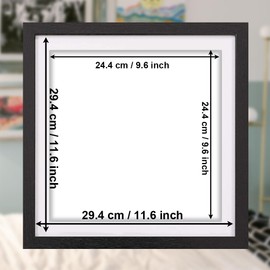 wyewye 12x12 Picture Frame 2 Pcs, Wooden Picture Frames, Certificate Frame for 12x12 Print, 12x12 Photo Frame with Mount, Poster Frame with Plexiglass Window for Wall Mount