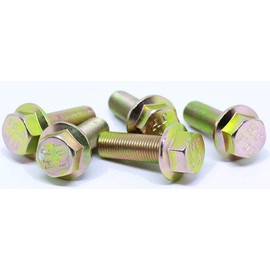(5pcs) BelMetric M12X1.25X35mm JIS Hex Head Flange Bolt 17mm Wrench, Class 10.9 Plated Yellow Zinc for Automobile, Motorcycle, and Mechanical Applications BF12X1.25X35YLW