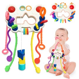 JIUS@FF Divertido Juguete Sensorial De Silicona para Niños, Juguete De Actividad De Cuerda De Tracción De Silicona Alimentaria Sin BPA, Juguete De Motricidad Fina para Niños