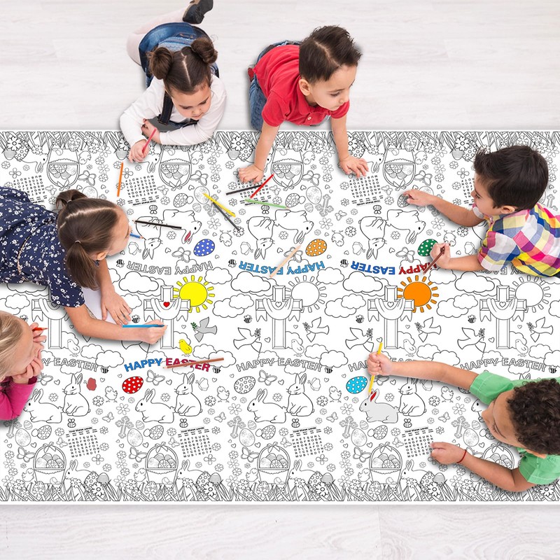 Xinvery 2 x Paper Tablecloth for Colouring, Easter, Easter Tablecloth,