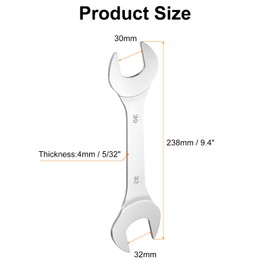 sourcing map Super Thin Open End spanners Metric, 30mm x 32mm, Slim Chrome-Vanadium Steel Wrench Tool for Tight Spaces Repair