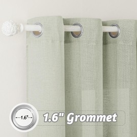 RYB HOME Extra Wide Semi Sheer Curtains, Grommet Easy Sliding Room Divider for Office Bedroom Separation, Large Window Curtains for Sliding Glass Door, Sage Green, W 100 x L 84, 1 Pcs