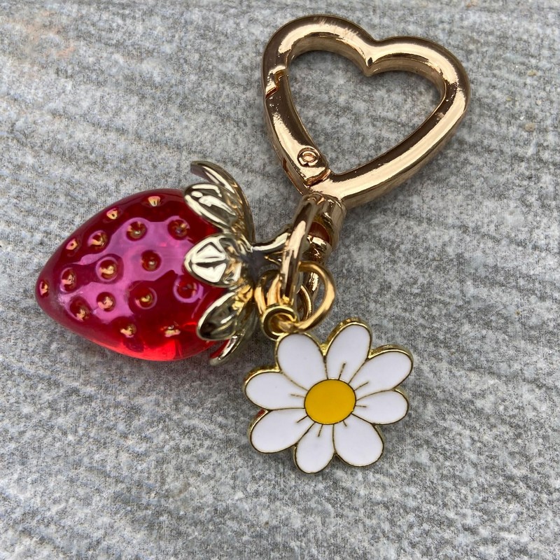 jeunecheval Strawberry Bag Charms Cute Heart Keychains Accessory for Purse