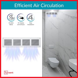 TURvent 400x100mm Lüftungsgitter Weiß - Metall Belüftungsgitter mit Insektenschutz - Rechteckige Lüftungsabdeckung für Wand und Decke - Zu- / Abluftgitter für innen und außen - Gitter mit Schrauben