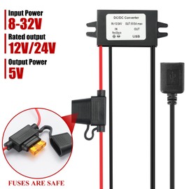 MZHOU DC-DC 24V/12V to 5V 3A 15W Step Down Converter,DC 8-32V Buck to 5V USB Voltage Converter,IP67 Waterproof 22V Regulator Power Supply Buck Transformer Module Adapter for Truck,Screen,Car etc.