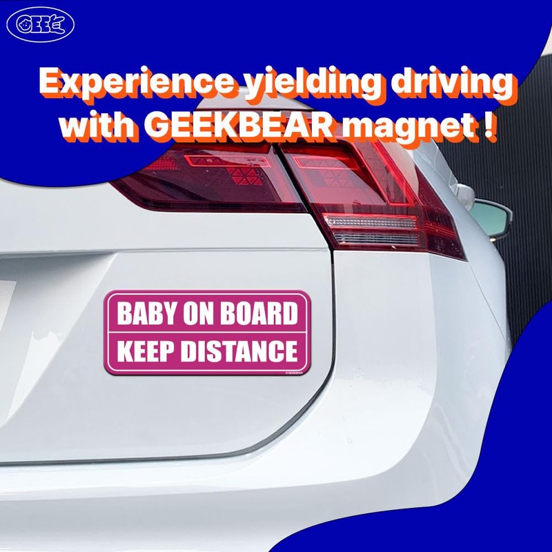 GEEKBEAR Baby on Board Car Magnet (3 Pack) - Rectangular
