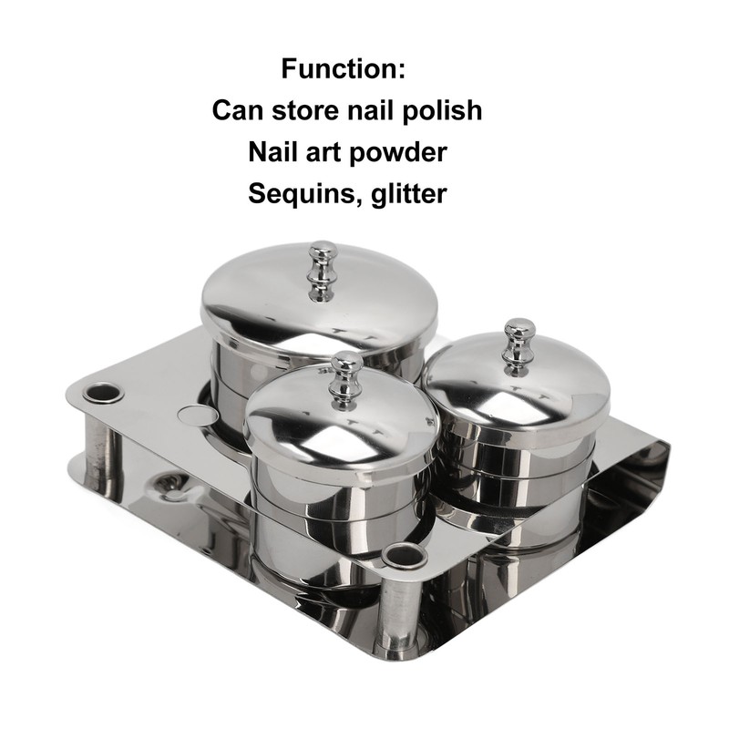 Stainless Steel Nail Powder Holder Thickening Sturdy Dustproof Smooth Surface