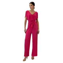 Elara Women's V Cut Jumpsuit, Fuchsia ONE SIZE