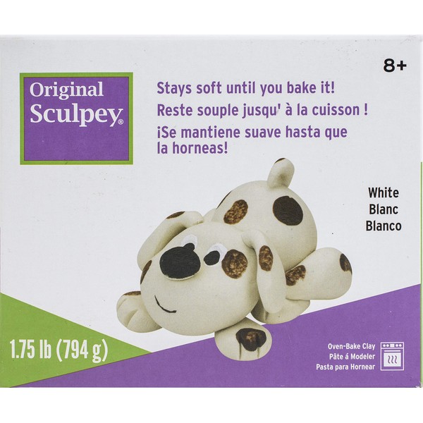 Original Sculpey White, Non Toxic, Polymer clay, Oven Bake Clay, 1.75 pounds great for modeling, sculpting, holiday, DIY and school projects. Great for all skill levels.