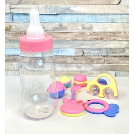 Plastic Baby Bottle Bank 11" Jumbo Pink Fillable Baby Shower Bottle, Guess How Many, Gender Reveal Party, Favor Decorative Centerpiece, Filled with Party Favors