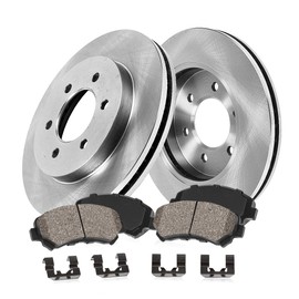 [ Pickup SUV Series ] FRONT 287 mm Premium OE 6 Lug [2] Brake Disc Rotors + [4] Ceramic Brake Pads + Clips CRK11085