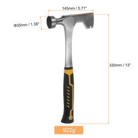 HARFINGTON Drywall Hammer Hatchet 33 oz Anti-Slip Shockproof Milled Face Drywall Axe Hatchet Hammer for Handling Nails Home Decoration, Yellow Black