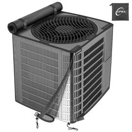 Kipiea 2 in 1 Upgraded Full Mesh Outdoor AC Unit Cover with Detachable 600D Waterproof Top, Air Conditioner Mesh Covers for Outside Units, for All Season (26" W x 26" D x 32" H)