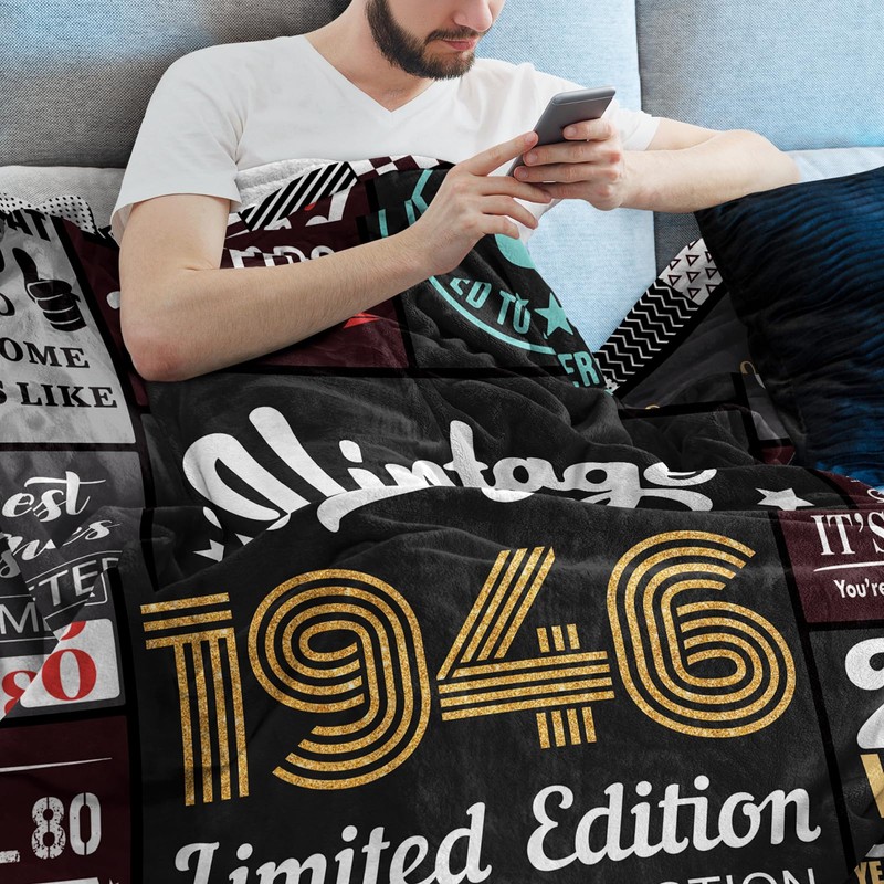 80th Birthday Gifts for Men, 1946 Blanket Gift for 80