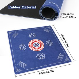 Funria Mahjong Mat 31.5x31.5 inches with 1 Black Carrying Bag Noise Reduction Anti-Slip Gaming Mat for Mahjong Multi Purpose Blue Table Cover for Mahjong, Poker, Board Games, Dominoes & Card Games