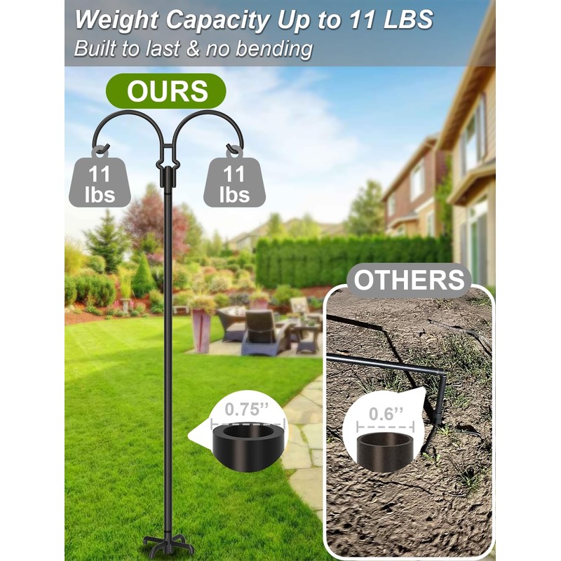 AnBaiMei Outdoor Double Shepherds Hook with 5 Prong Base, 76