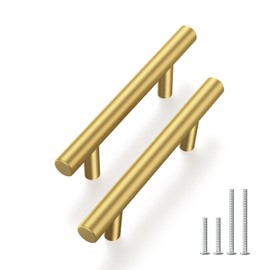 Haliwu 30 Pack Cabinet Handles Brass Gold Cabinet Pulls 3 Inch Hole Center Drawer Pulls Modern Bar Dresser Handles for Bathroom Kitchen Bedroom