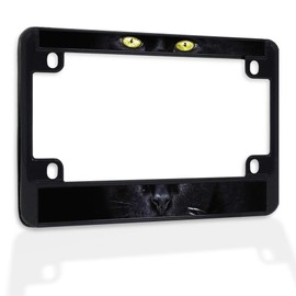 Fastasticdeals Metal Insert Bike License Plate Frame Black Panther Staring Eyes Weatherproof Motorcycle Accessories Black 4 Holes Solid Insert