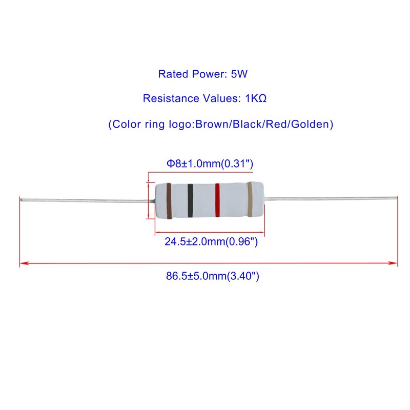 Aopin 1K Ohm Metal Oxide Film Resistors, ±5% Tolerance High