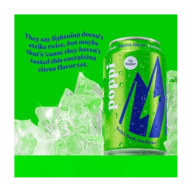 Poppi Alpine Blast Flavor, 12 Fl Oz, Pack of 12