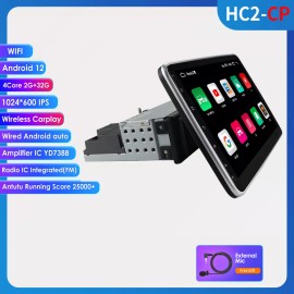 HIZPO Single 1DIN Rotatable 10.1'' Android 12 2+32GB DSP Car Stereo Radio GPS Wifi SWC