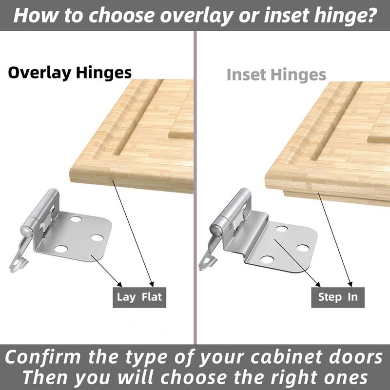 10 Pairs Brushed Satin Nickel 3/8" Overlay Decorative Self Closing