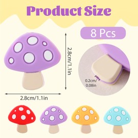 8 Pcs Mushroom Knitting Needle Stoppers Silicone Knitting Needles Point Protectors Colorful Knitting Needle End Caps Needle Tip Stoppers Knitting Accessories for Beginners Knitting Craft DIY