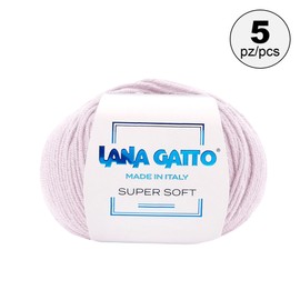 Super Soft Yarns for Crocheting and Knitting 100% Merino Wool Soft Yarn, Extrafine Wool Made in Italy by Lana Gatto Super Soft Line, 9 oz 685 yds, (5, Pink - 5284)