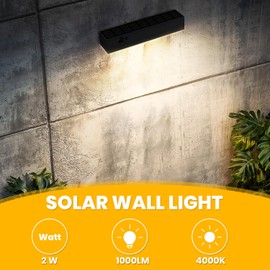 SOTTLOT Solar Wall Lights Outdoor Waterproof, 2Pcs LED Dusk to Dawn Solar Lights for House Number, 4000K 1000LM Motion Sensor Solars Outdoor Light for Patio, Porch, Address Sign