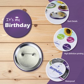 Birthday Pin, It's My Birthday Pin, Birthday Girl Pin Birthday Boy Pin, Happy Birthday Pin for Women Men, Birthday Button for Boys Girls, Badge Pin for Birthday Party Decorations Supplies (Purple)