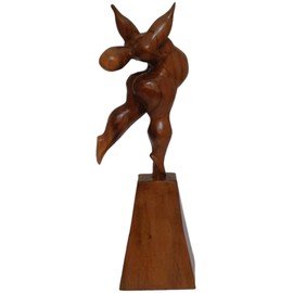 Brave Wings Hand Carved Wooden Decoration ~ Abstract Dancer On Platform 26cm High ~ Ornament Sculpture Figurine Statue Unique Table Decoration Home Decor ~ 5205