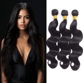 Body Wave Bundles Human Hair Bundles Black Color Soft and Healthy 18 18 18 Inch Body Wave for Women Double Weft 100g/Pc