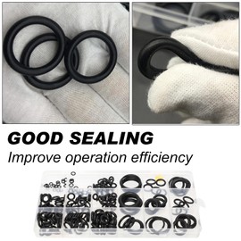 Arcjunys O Rings Rubber Assorted Seal Kit Rubber O Rings O Ring Set 18 Sizes Rubber Washers Assorted O-Rings O Ring Kit O Ring Assortment Kit for Plumbing Automotive Faucet Repair Black 225 Pcs