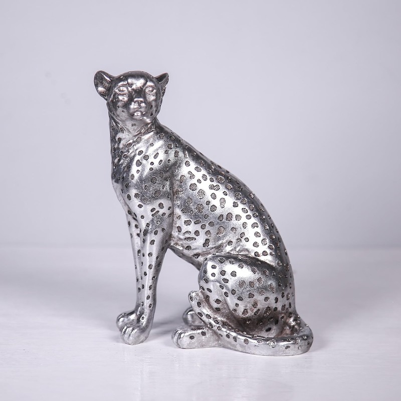 Cheetah Statue Home Decor Leopard Sculpture Resin Sitting Cheetah Figurine