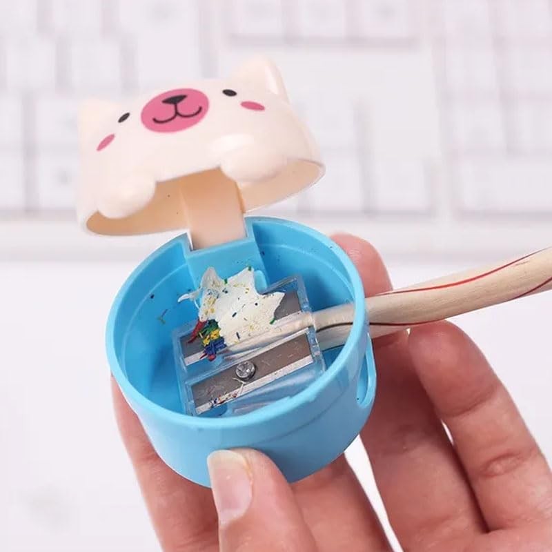 Opexicos 8Pcs Stationery Double Holes Pencil Sharpener Cartoon Cat and