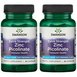 Swanson Premium Brand Extra Strength Zinc Picolinate - Body Preferred Form Immune Health Capsules - 50 mg per capsule - 60 Capsules, Pack of 2