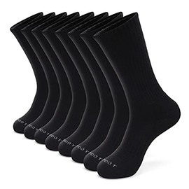 MONFOOT Women's and Men's 8 Pack Athletic Cushioned Crew Socks Black