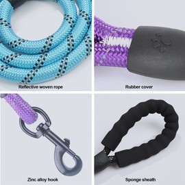 SK Depot® 5ft Extra Strong Heavy Duty Dog Leash, Reflective Rope, Durable Metal Clasp Paracord for Large Dogs (Purple, 1 Dog Leash)