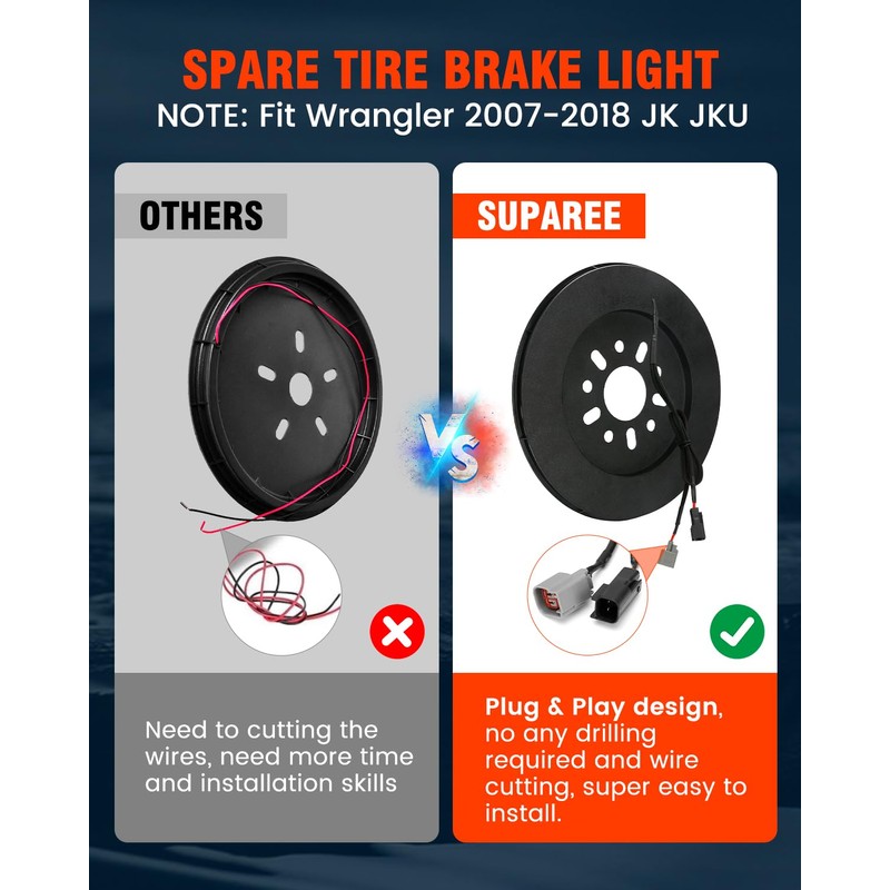 Spare Tire Brake Light Fits 2007-2018 Jeep Wrangler JK JKU
