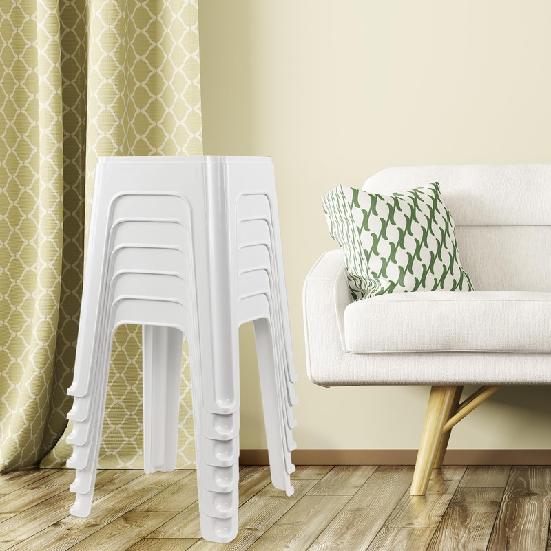Generic Neadas 6 Packs Plastic Stacking Backless Stools, Square Stackable