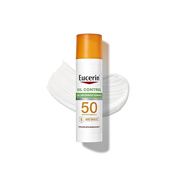 Eucerin Sun Oil Control SPF 50 Face Sunscreen Lotion with Oil Absorbing Minerals, 2.5 Fl Oz Bottle